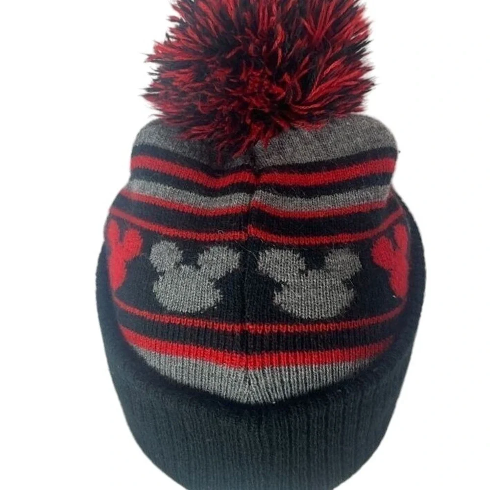 Disney Mickey Embroidered Pom Pom Beanie Hat Graphic Mouse Ears Youth 2T-5T